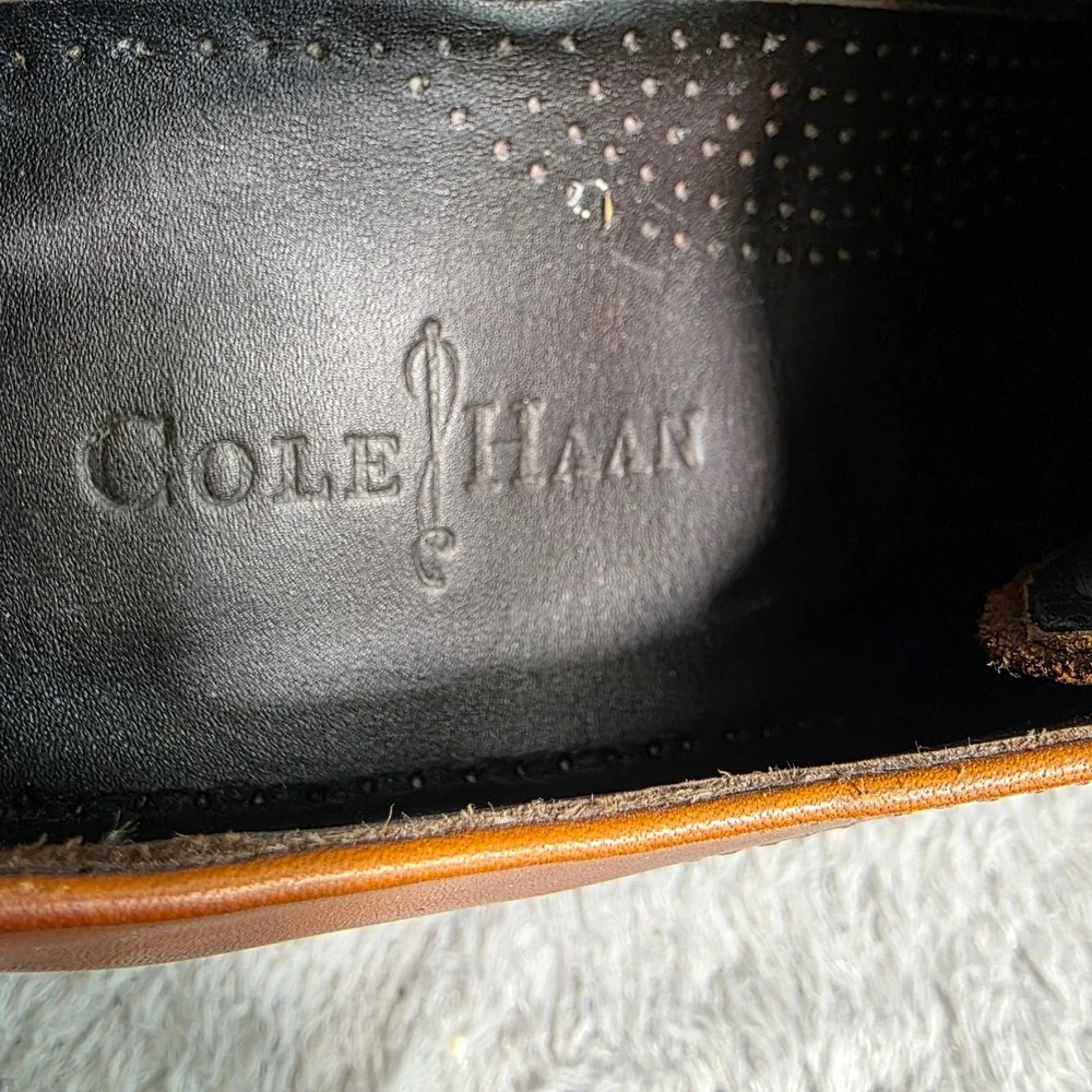 RARE VTG Cole Haan Derby Plain Toe Shoes British Tan Leather NikeAir Men 9.5 NEW